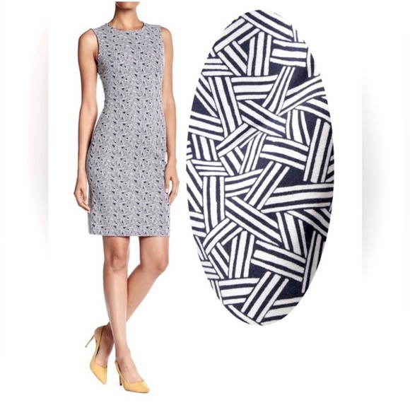 Diane Von Furstenberg DVF Regenna Ribbon Rectangles Stretch Sheath Dress Sz 14 - Picture 1 of 16